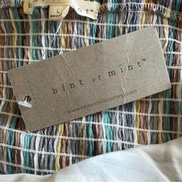 Hint of Mint | New Multicolor Striped Ruffled Smocked Maxi Dress, Juniors Large - Picture 9 of 10